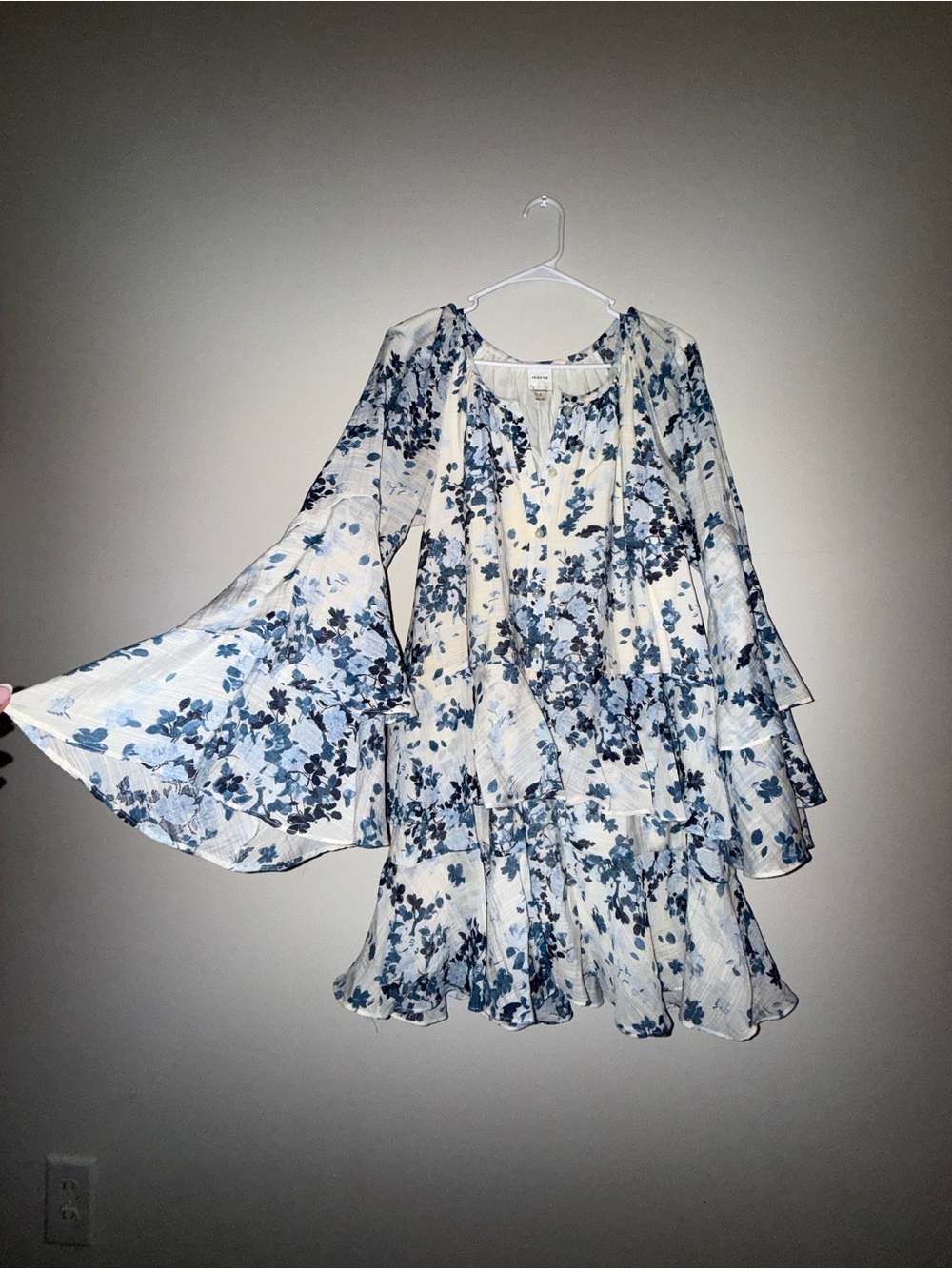 Maeve Blue and White Floral Peasant dress